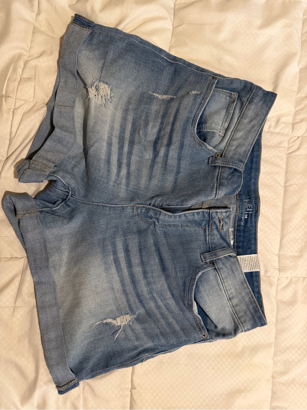 Light Blue Women's Distressed Denim Shorts